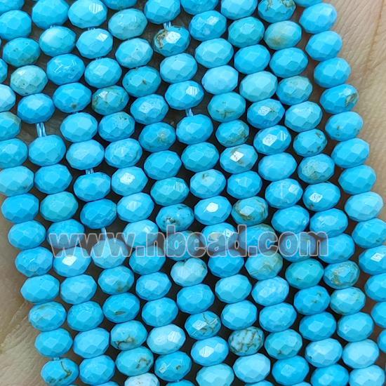 Howlite Turquoise Beads Blue Dye Faceted Rondelle