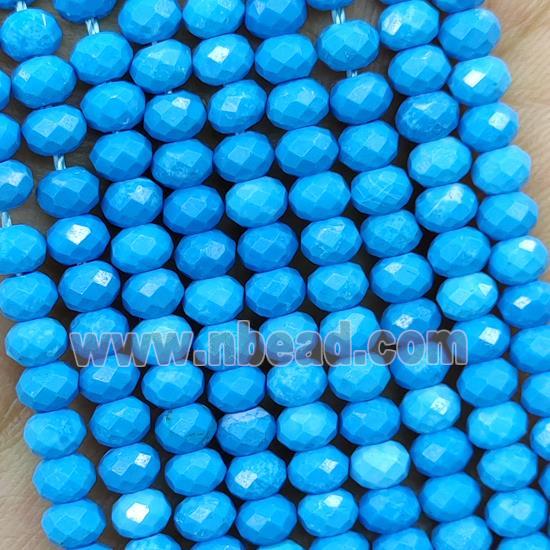 Howlite Turquoise Beads Blue Dye Faceted Rondelle