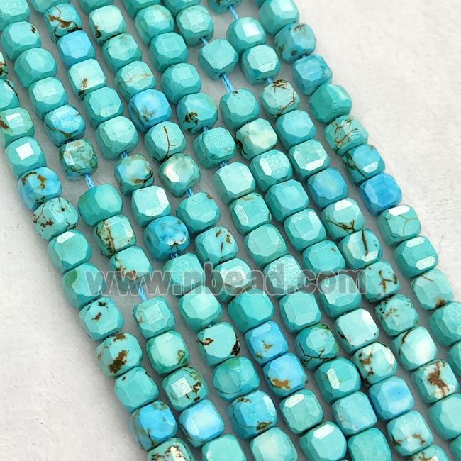 Howlite Turquoise Beads Teal Dye Faceted Cube