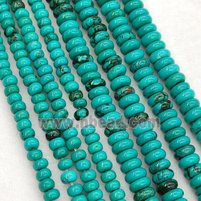 Howlite Turquoise Beads Green Dye Smooth Rondelle