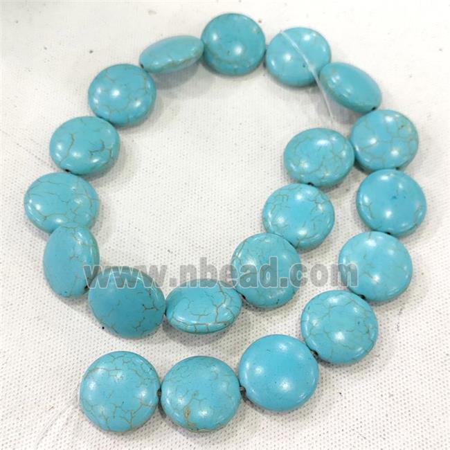 Synthetic Turquoise Coin Beads Blue Circle