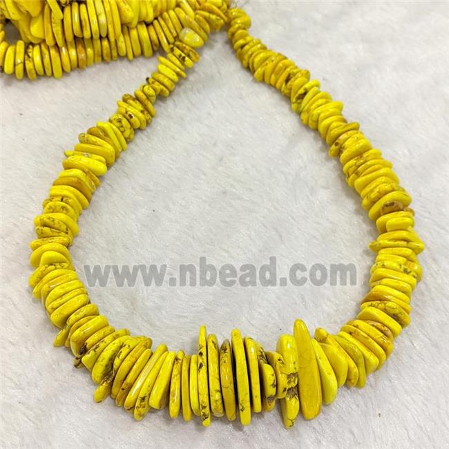 Magnesite Turquoise Beads Graduated Yellow Dye Freeform