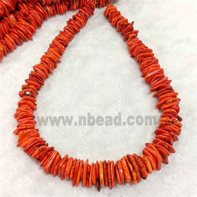 Magnesite Turquoise Beads Orange Dye Graduated Freeform