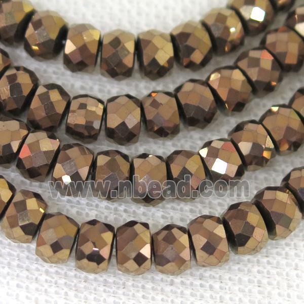 faceted Hematite rondelle beads, coffee electroplated
