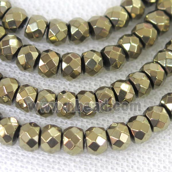 faceted Hematite rondelle beads, pyrited