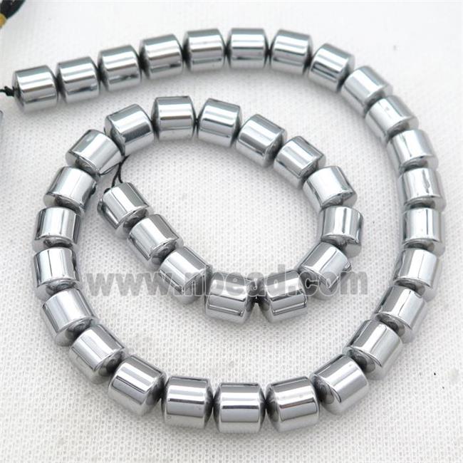 Hematite tube beads, platinum plated