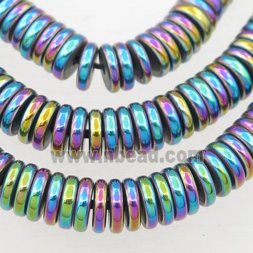 Hematite heishi beads, rainbow