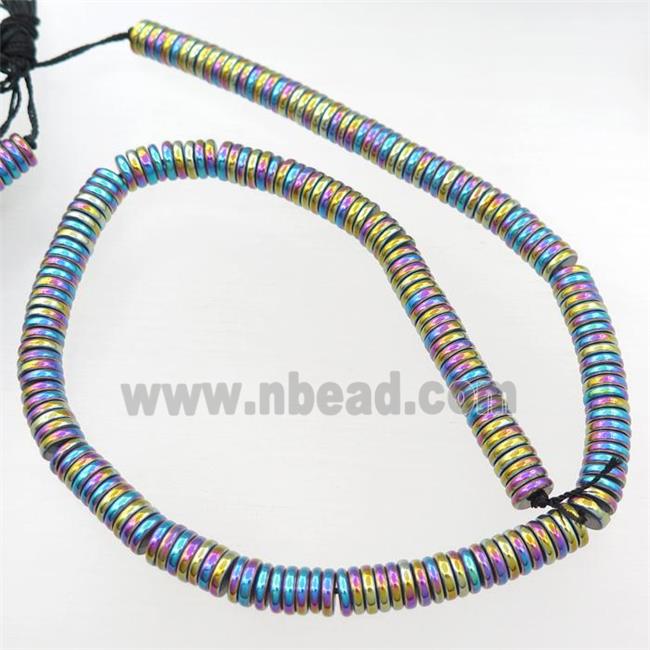 Hematite heishi beads, rainbow