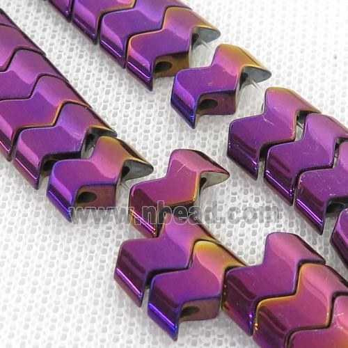 purple Hematite wave Beads with 2holes