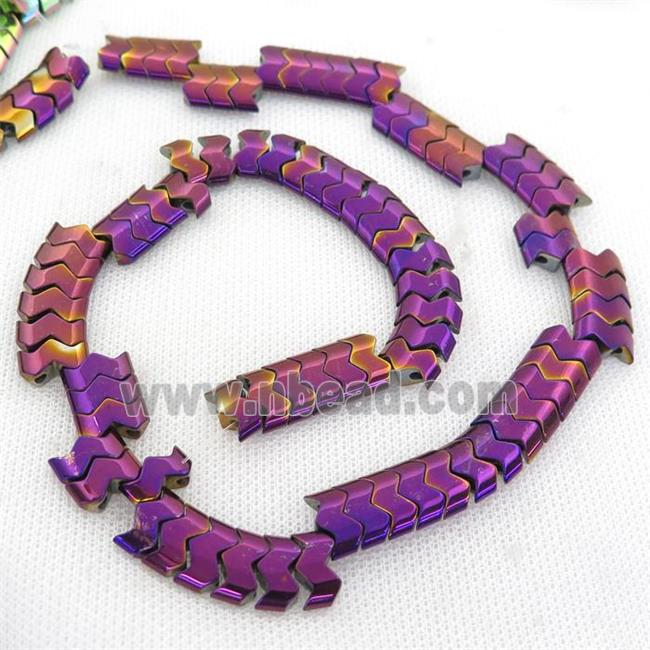 purple Hematite wave Beads with 2holes