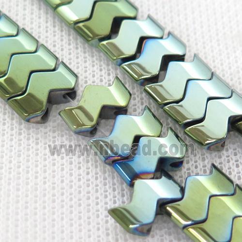 green Hematite wave Beads with 2holes