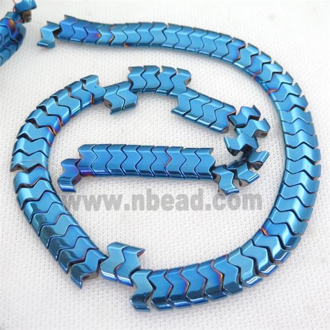 blue Hematite wave Beads with 2holes