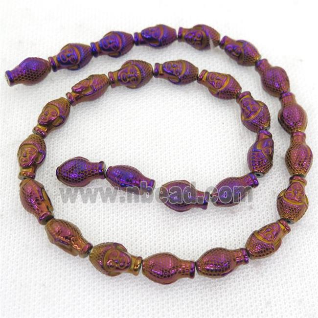 purple Hematite buddha Beads