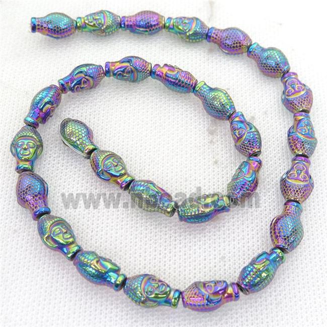 rainbow Hematite buddha Beads