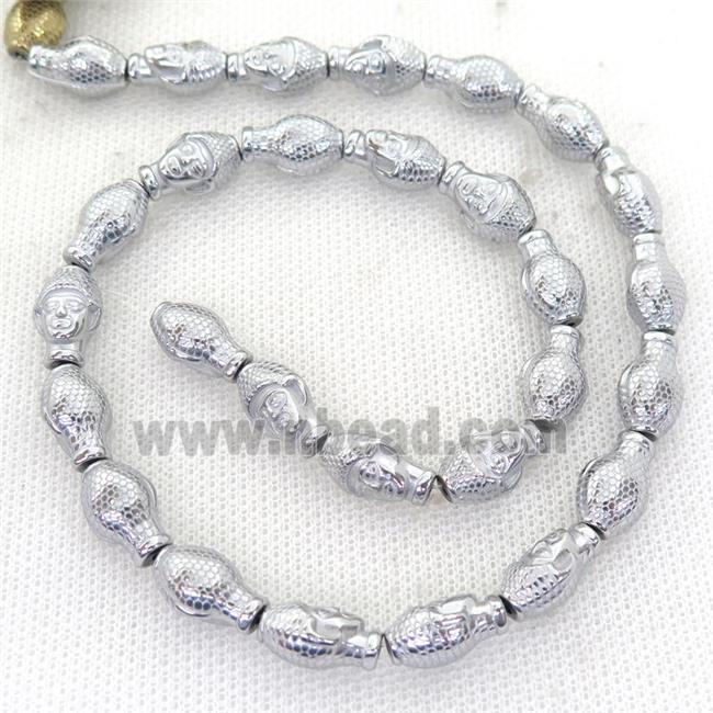 Hematite buddha Beads, platinum plated