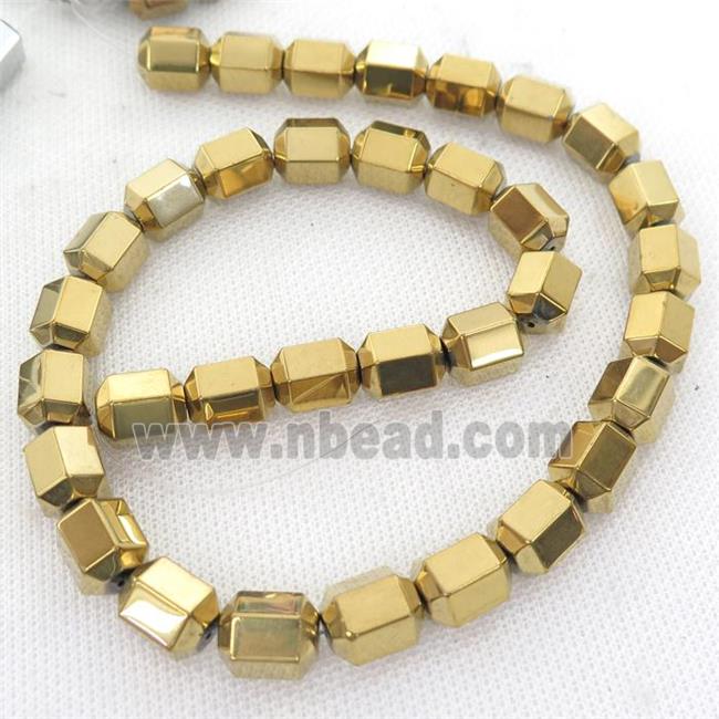 Hematite tube Beads, gold plated