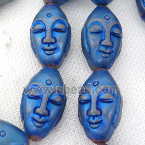 blue Hematite buddha Beads
