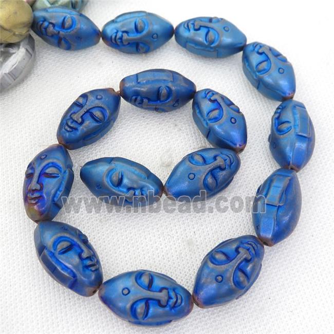 blue Hematite buddha Beads