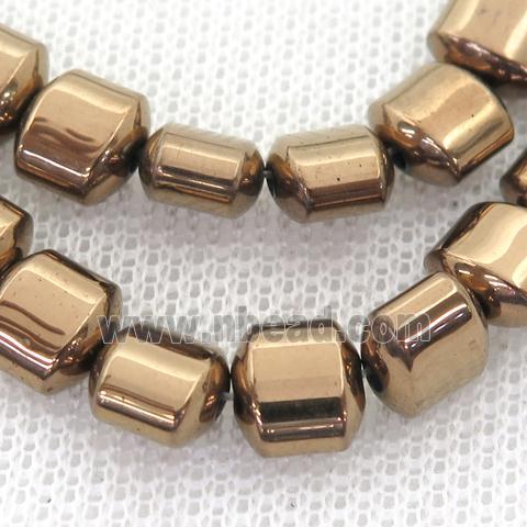 brown Hematite Beads, flat tube