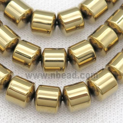 Hematite tube beads, gold plated