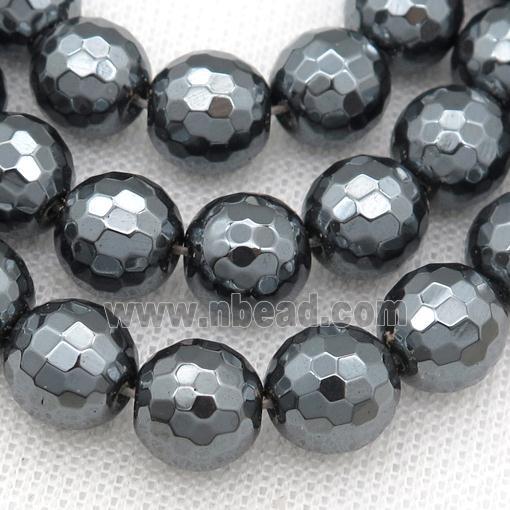 Black Hematite Beads, faceted round