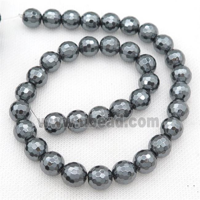 Black Hematite Beads, faceted round
