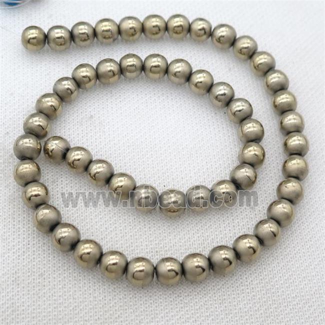 round Hematite Beads with line, pyrite color electroplated, matte