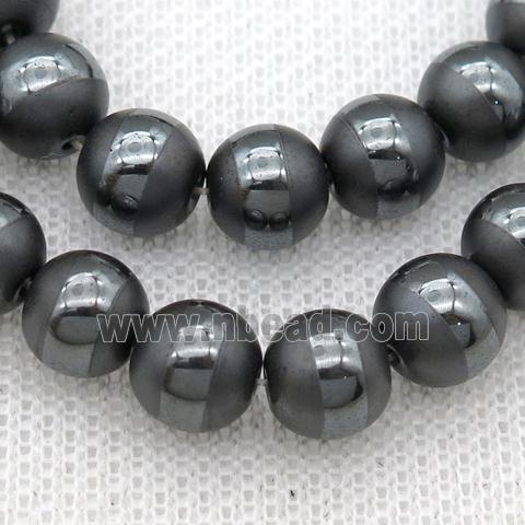 round black Hematite Beads with line, matte
