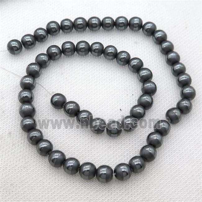 round black Hematite Beads with line, matte