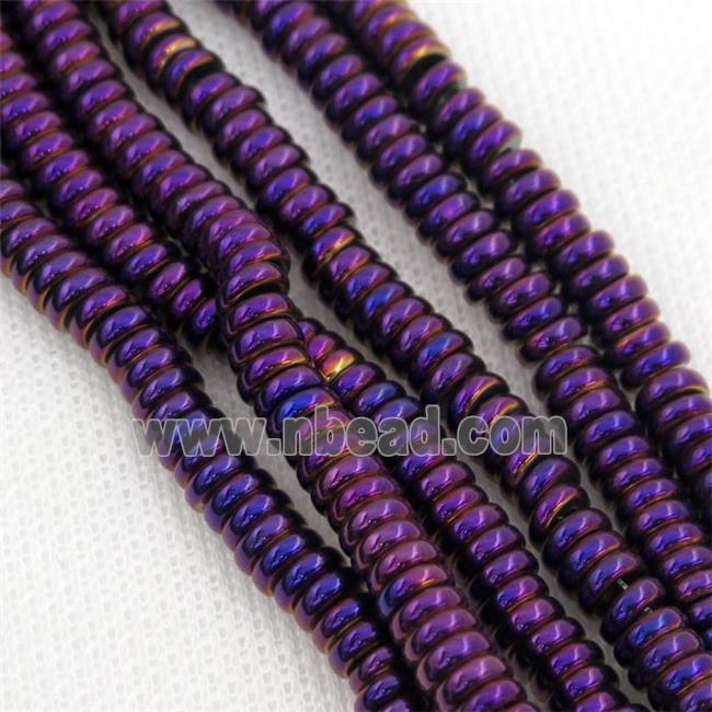 purple Hematite heishi beads 