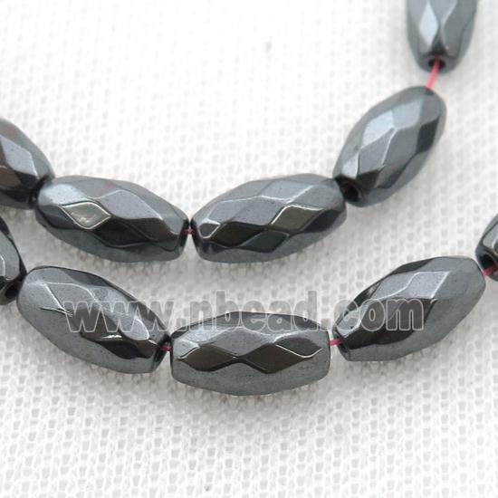 black Hematite beads, faceted rice