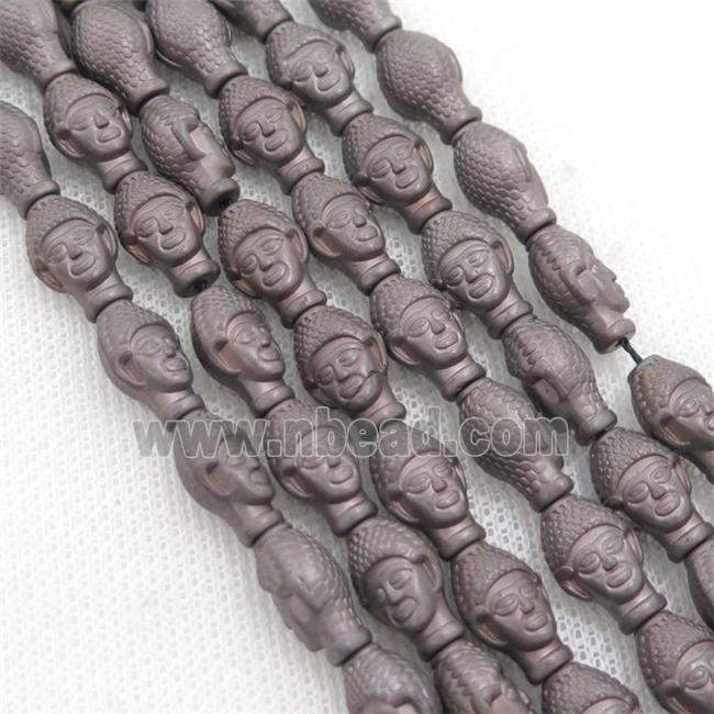 matte Hematite buddha beads, chocolate electroplated