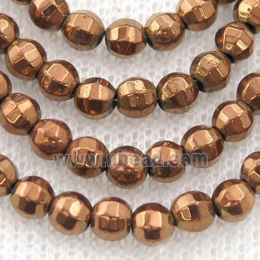 Hematite lantern beads, brown electroplated