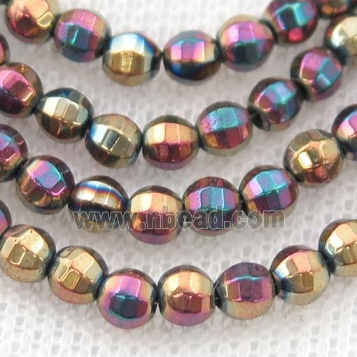 Hematite lantern beads, multicolor electroplated