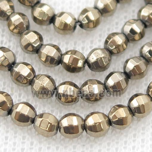 Hematite lantern beads, pyrite color electroplated