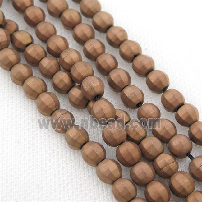 matte Hematite lantern beads, brown electroplated