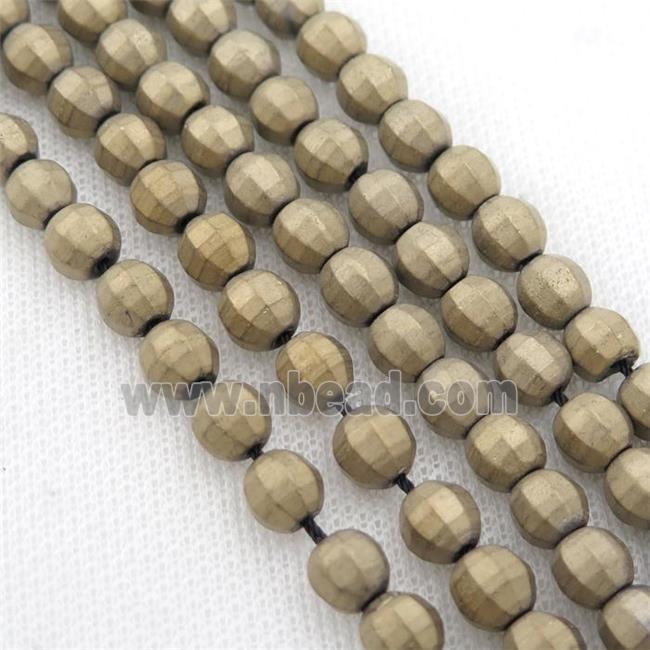 matte Hematite lantern beads, pyrite color electroplated