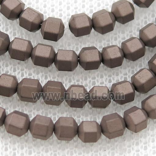 matte Hematite prism column beads, chocolate electroplated