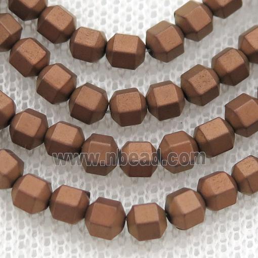matte Hematite prism column beads, brown electroplated