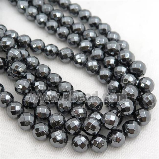 black Hematite beads, faceted round
