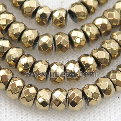 Hematite beads, faceted rondelle, brown electroplated, approx 2x3mm  (HB1067-2X3MM) 