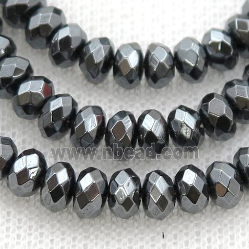 black Hematite beads, faceted rondelle