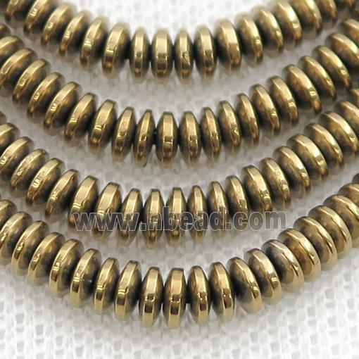 Hematite heishi beads, gold electroplated