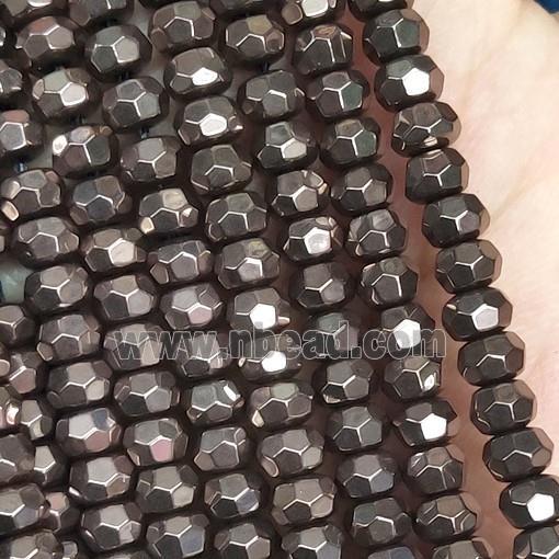 chocolate Hematite Beads, faceted rondelle, electroplated