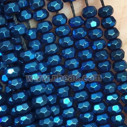 blue Hematite Beads, faceted rondelle, electroplated