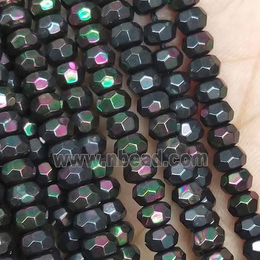 multicolor Hematite Beads, faceted rondelle, electroplated