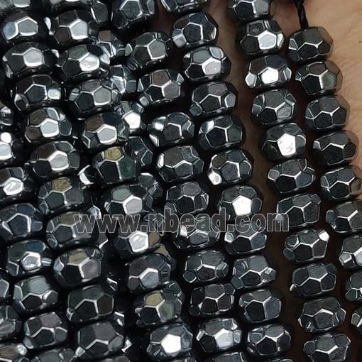 black Hematite Beads, faceted rondelle