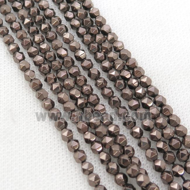 Chocolate Hematite Beads Cut Round Electroplated