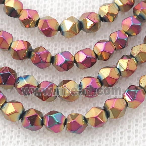 Peach Hematite Beads Cut Round Electroplated