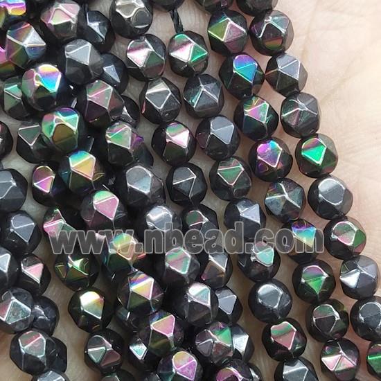 Hematite Beads Cut Round Multicolor Electroplated